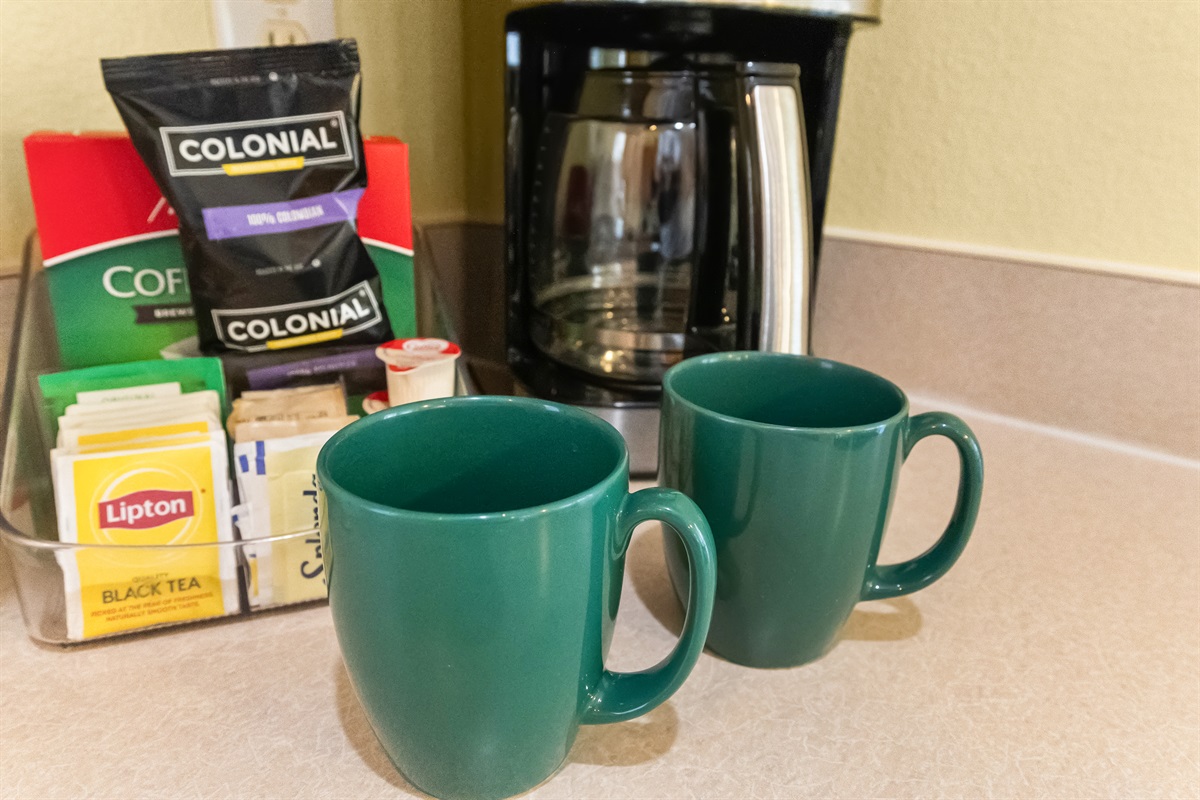 Enjoy coffee on us your first morning until you have time to shop.