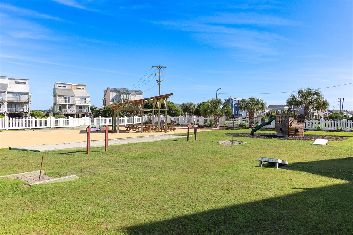 Outdoor seating and playground for kids!
