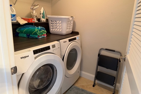 Washer and dryer conveniently located in condo