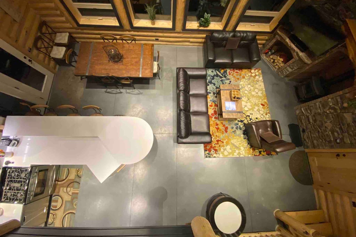Living, dining and kitchen open concept 