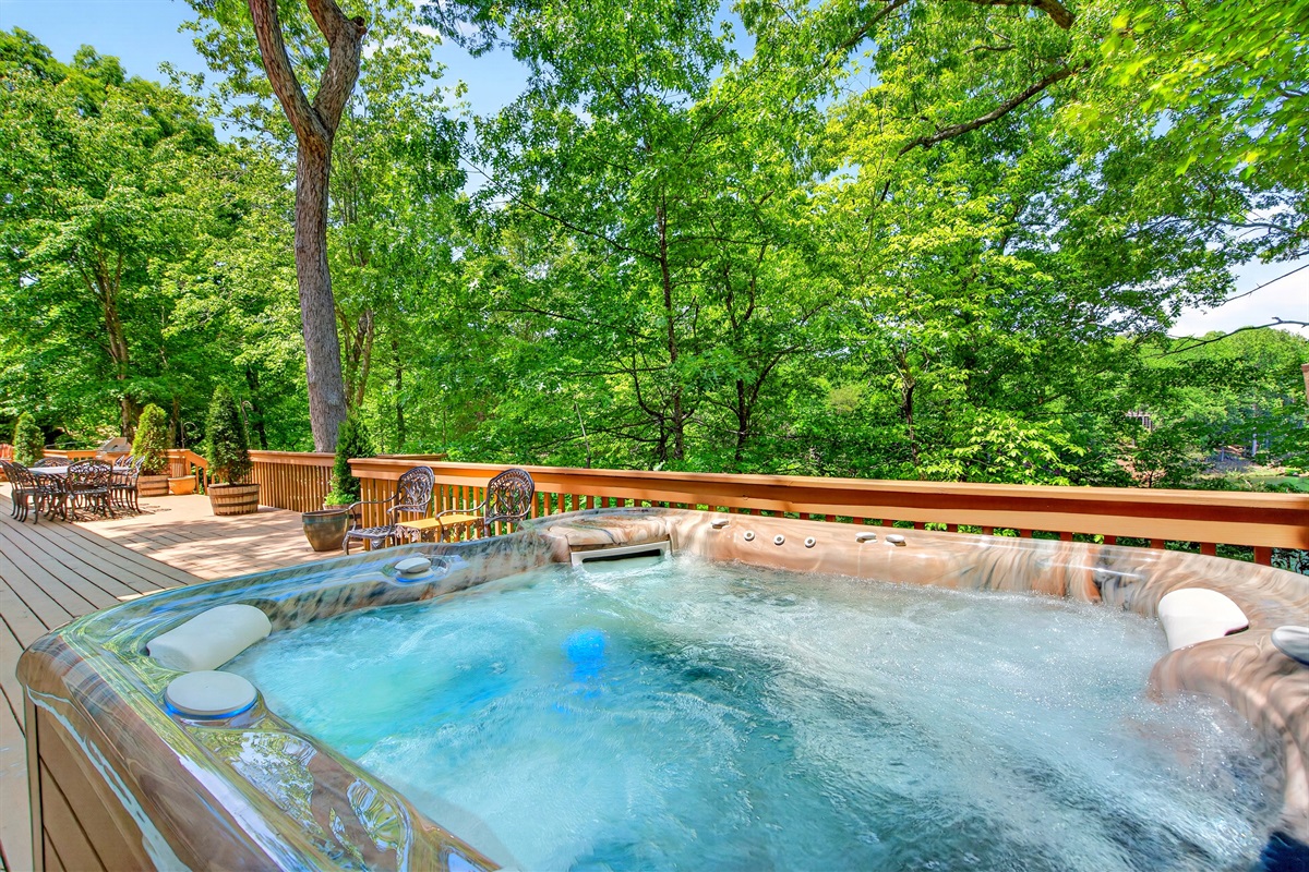 Relax your cares away in the hot tub