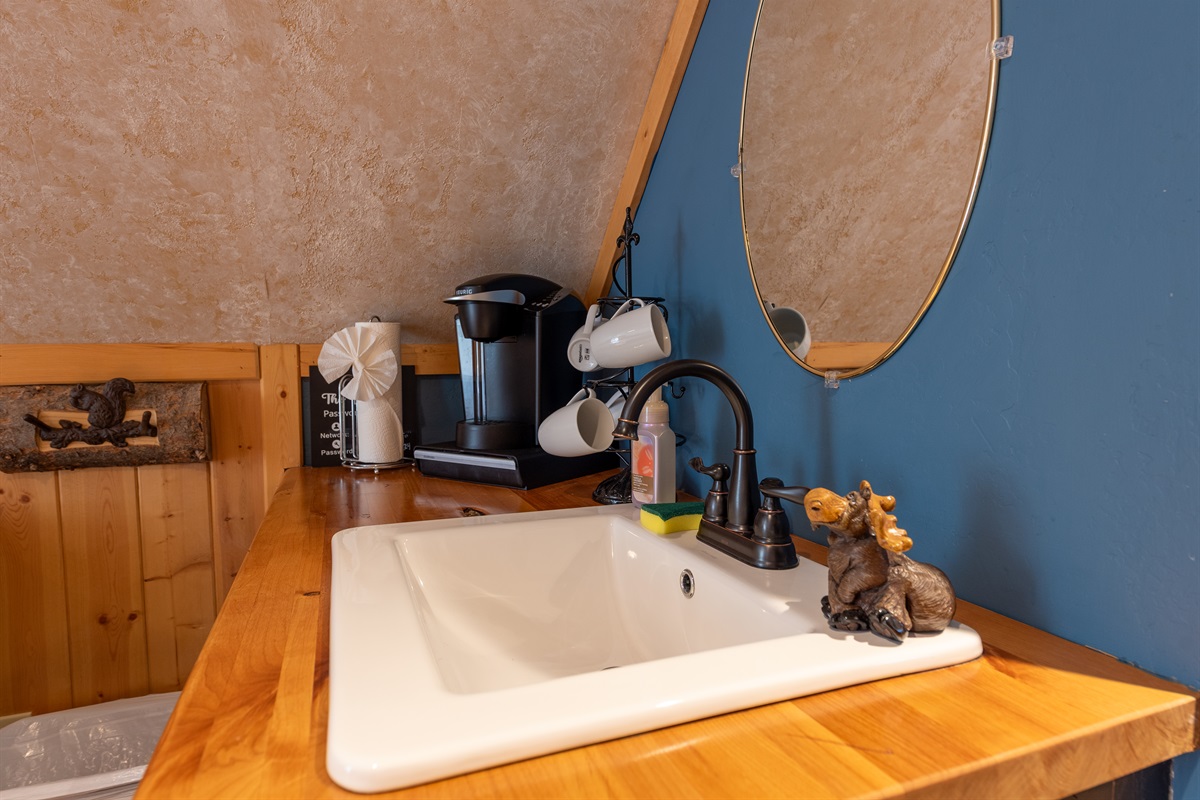 Sink in the detached garage bedroom