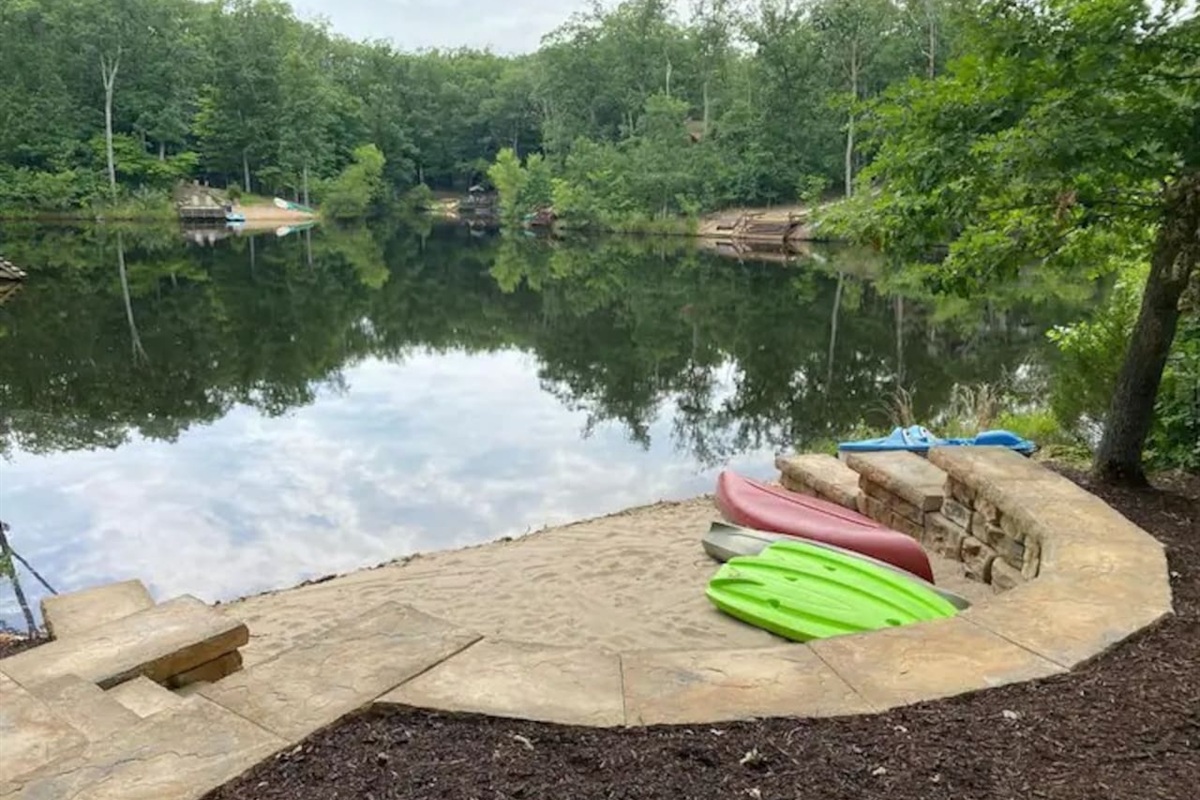 Private sand beach with included water gear