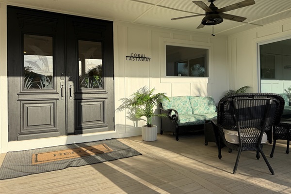 A very welcoming front porch large enough for the whole group to gather