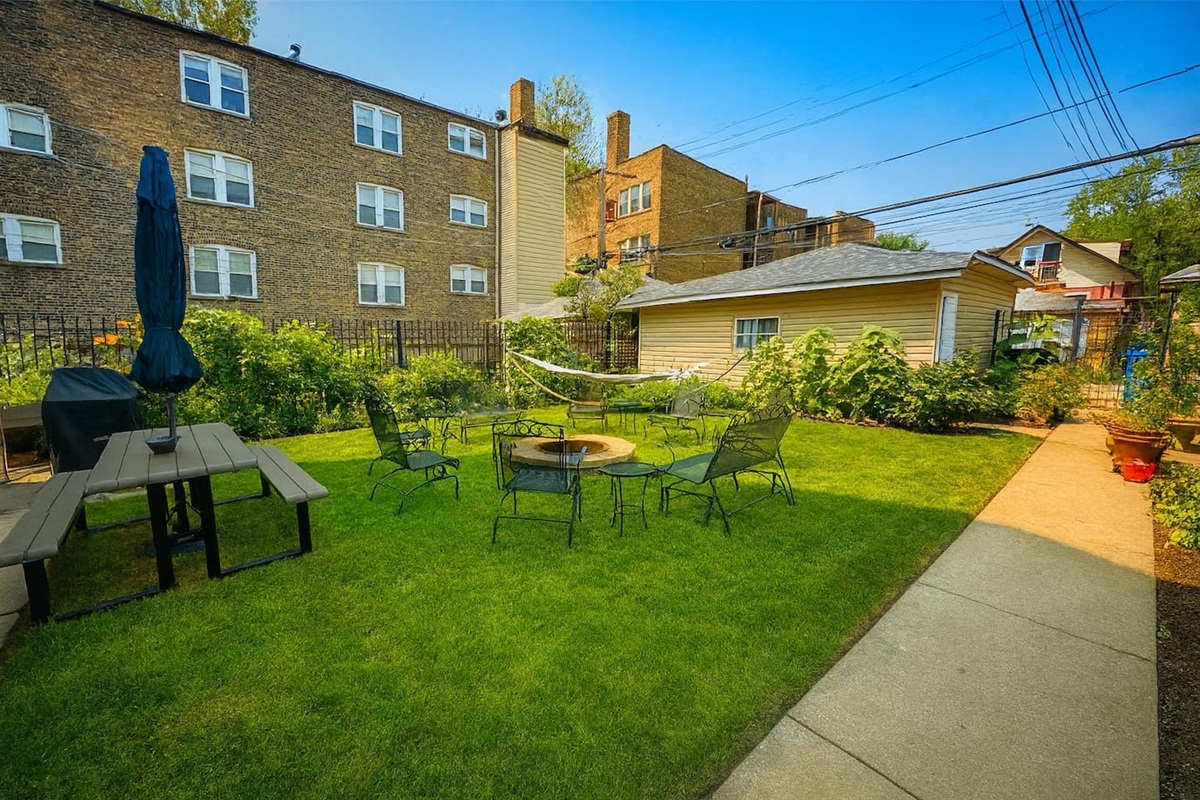 Backyard patio perfect for enjoying warm Chicago evenings.