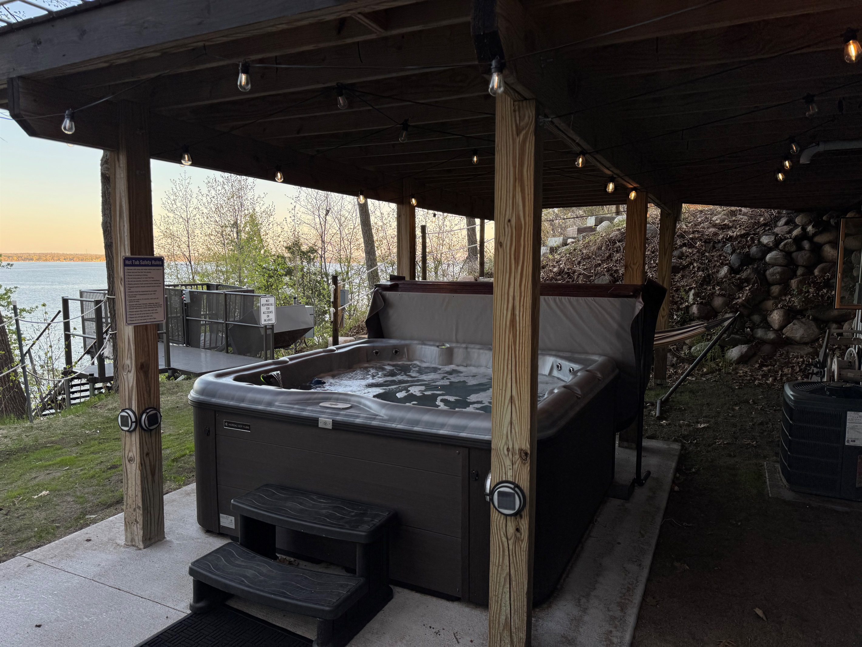 Another view of the hot tub, under our deck.