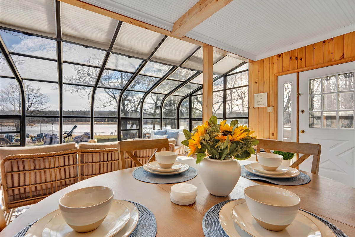 Soft morning light filling the solarium in winter.