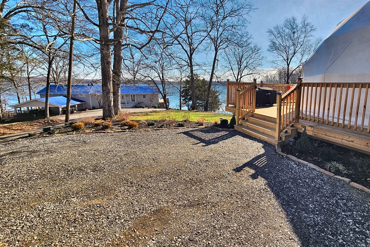 Relax on the deck with lake views — private outdoor space in a quiet lakefront area