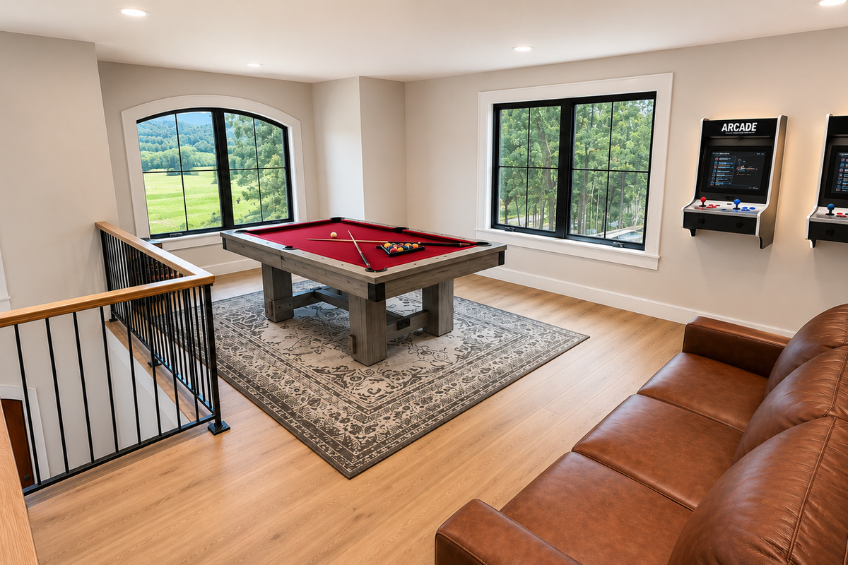 Game room with pool table, arcades, sleeper sofa and superb views!