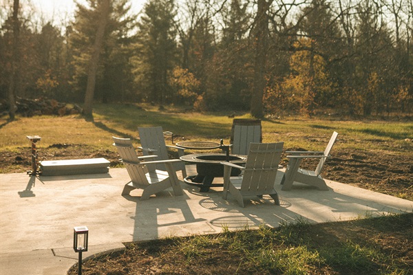Firepit with Adirondack chairs