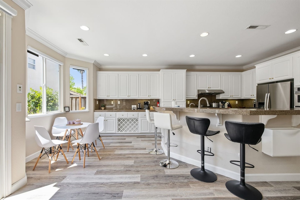 Start your day off right with a delicious breakfast in our bright and stocked kitchen