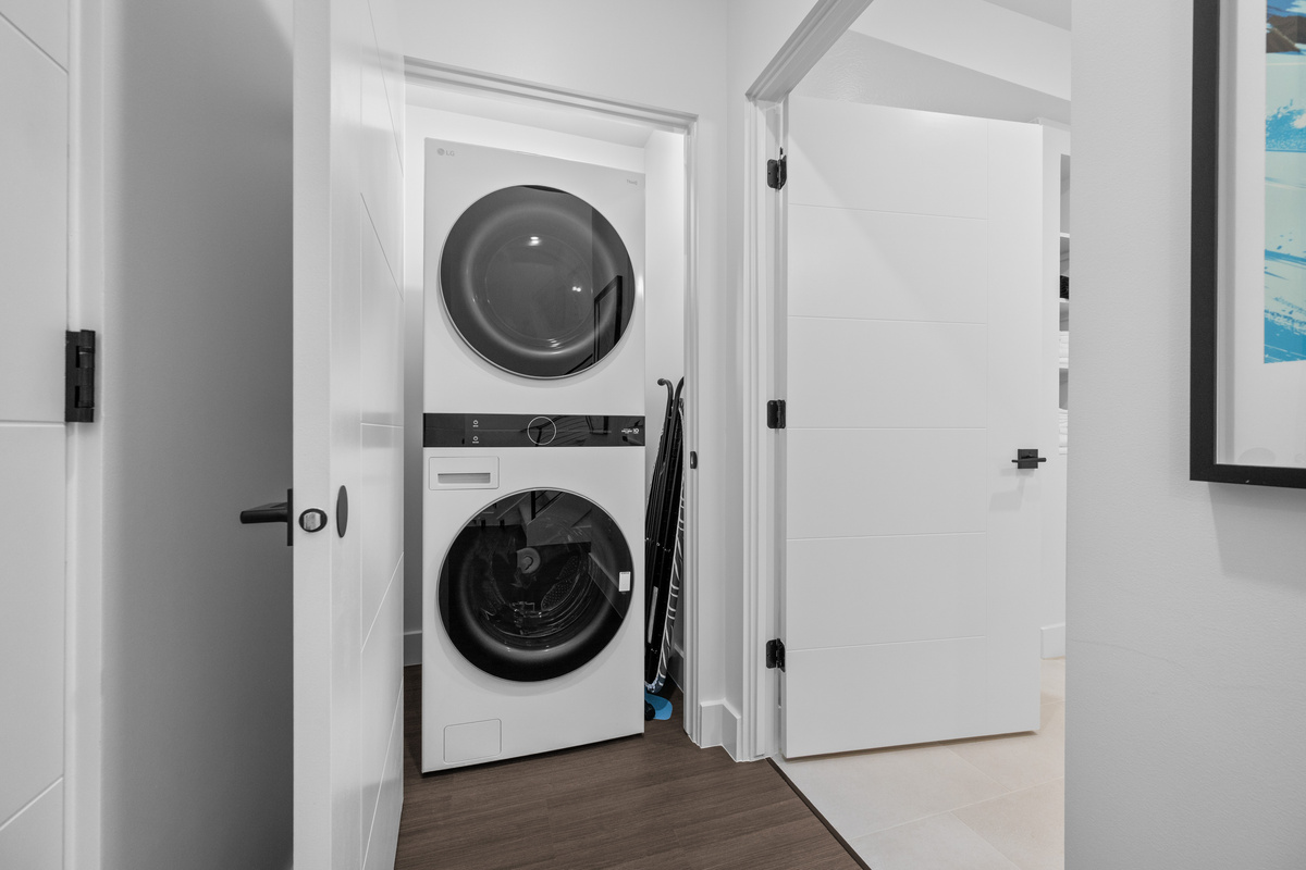 In-unit laundry adds convenience for extended stays.