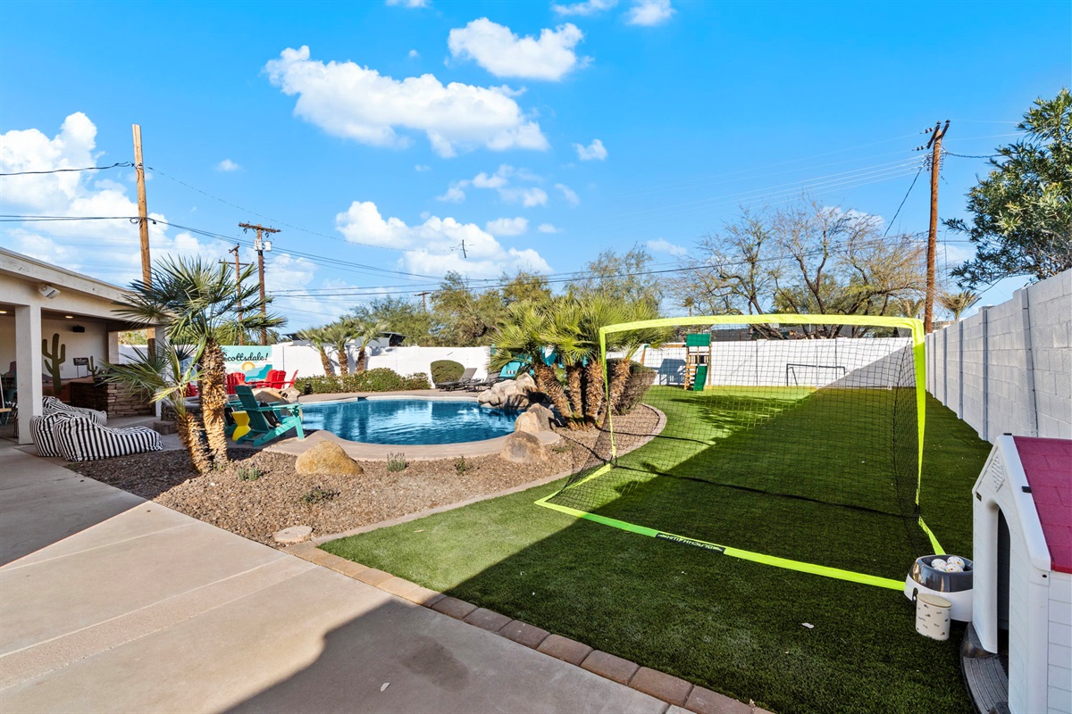 Soccer, Corn Hole, Swing Set, Bowling!