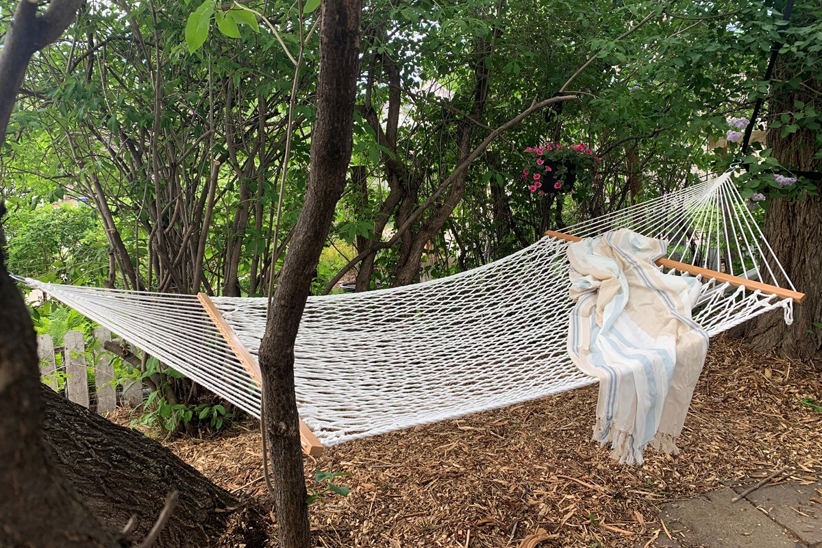 Unwind and recharge. This peaceful hammock area is ideal for an afternoon read or a quiet nap.