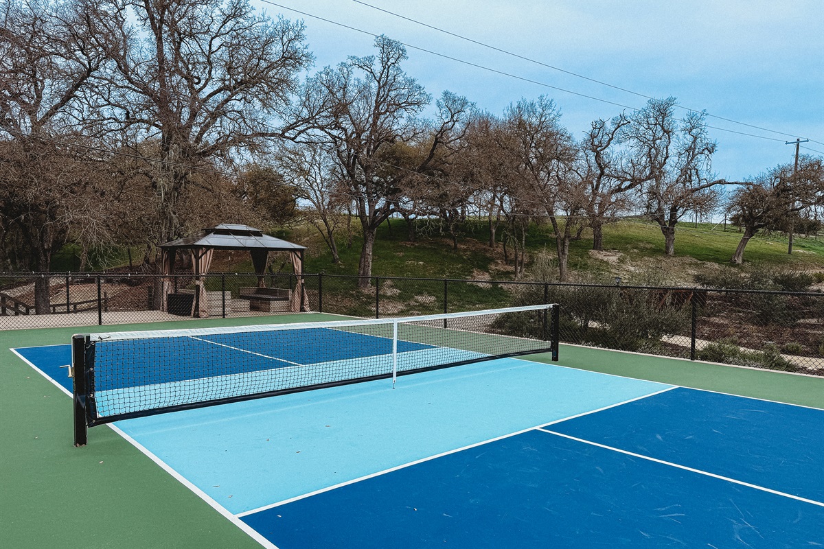 The private pickle ball court at Oaks & Madeira