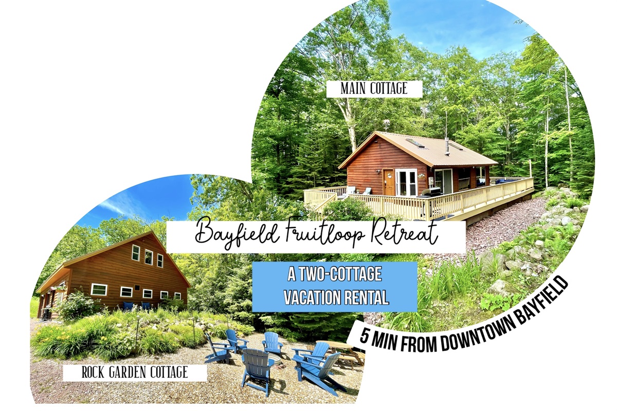 Two cottage retreat “Bayfield Fruitloop Retreat” booking includes both cottages together for one price listed. Features our Main Cottage and Rock Garden cottage