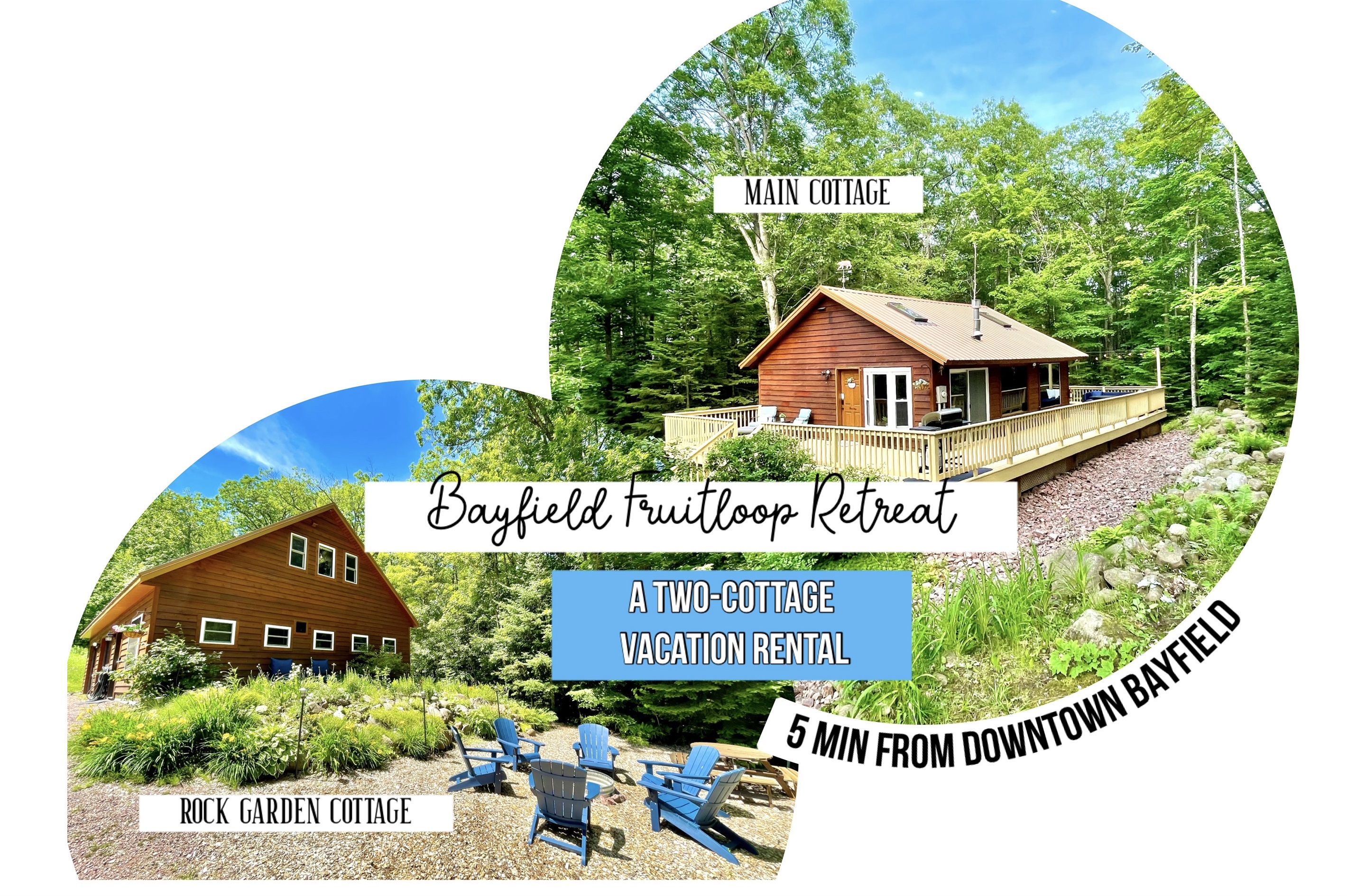 Two cottage retreat “Bayfield Fruitloop Retreat” booking includes both cottages together for one price listed. Features our Main Cottage and Rock Garden cottage