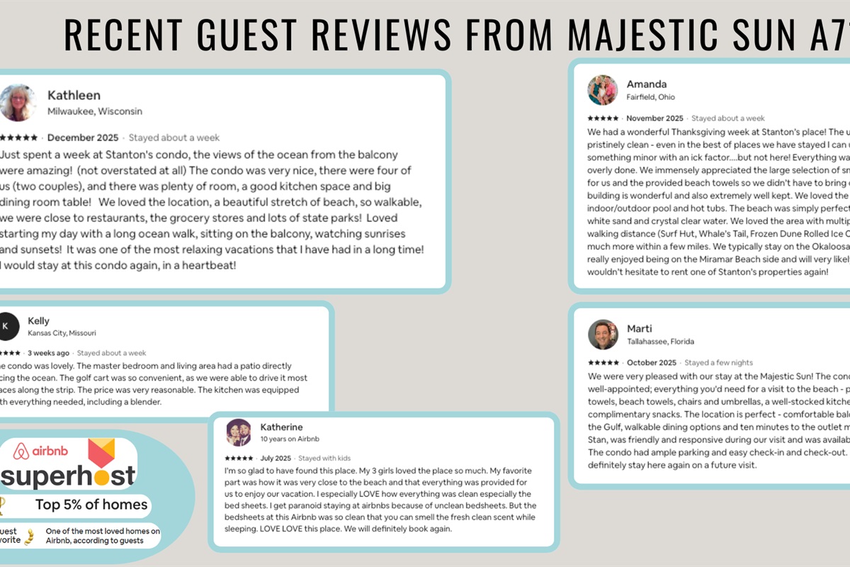 Recent reviews from happy guests show that you are in good hands!