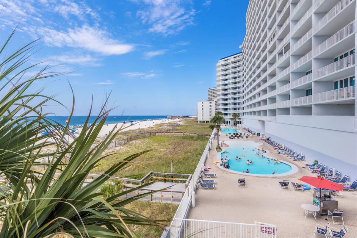 Outdoor pool area has 2 pools and 2 hot tubs 