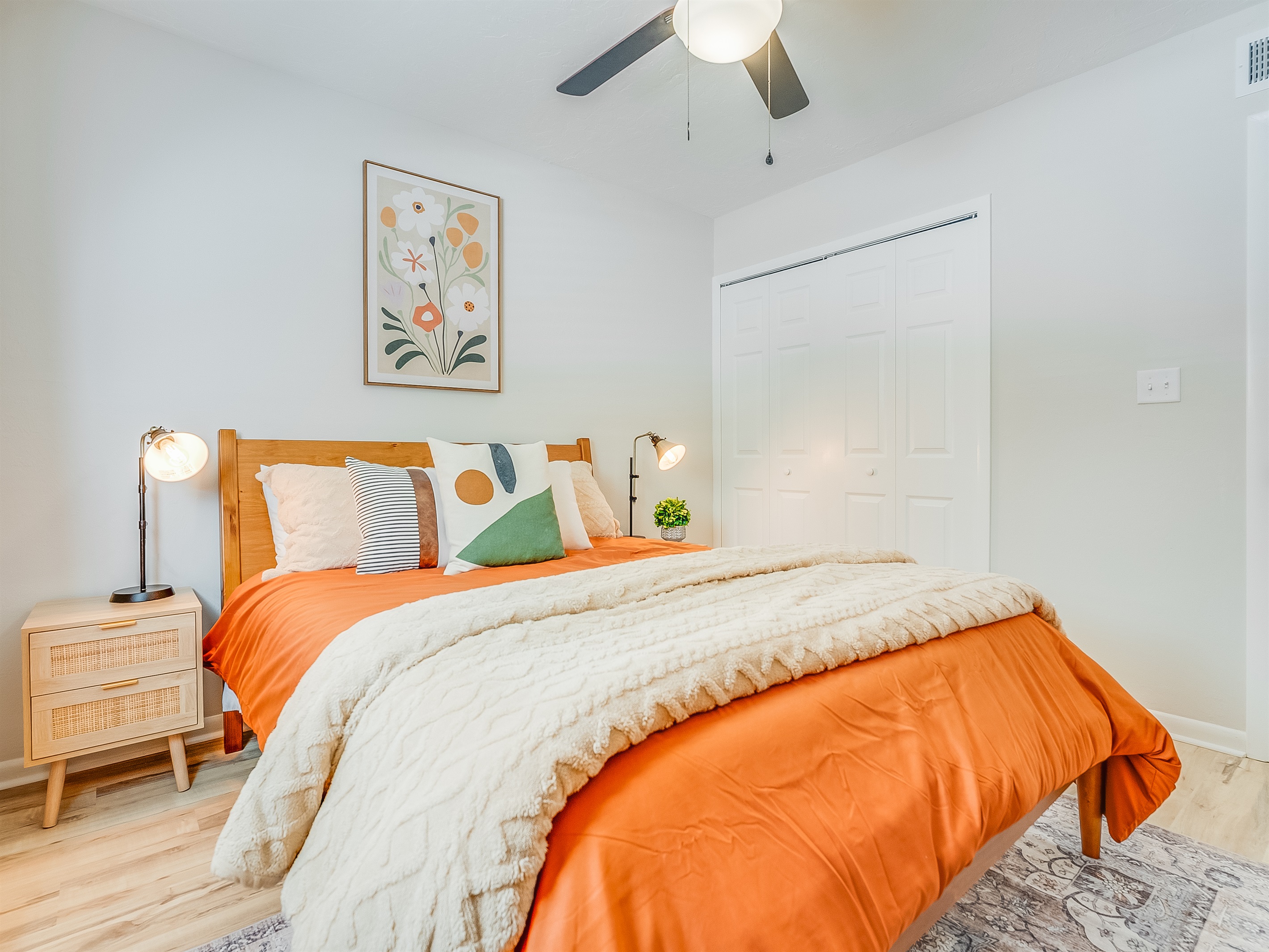 A comfortable queen bed and natural light welcome you in.