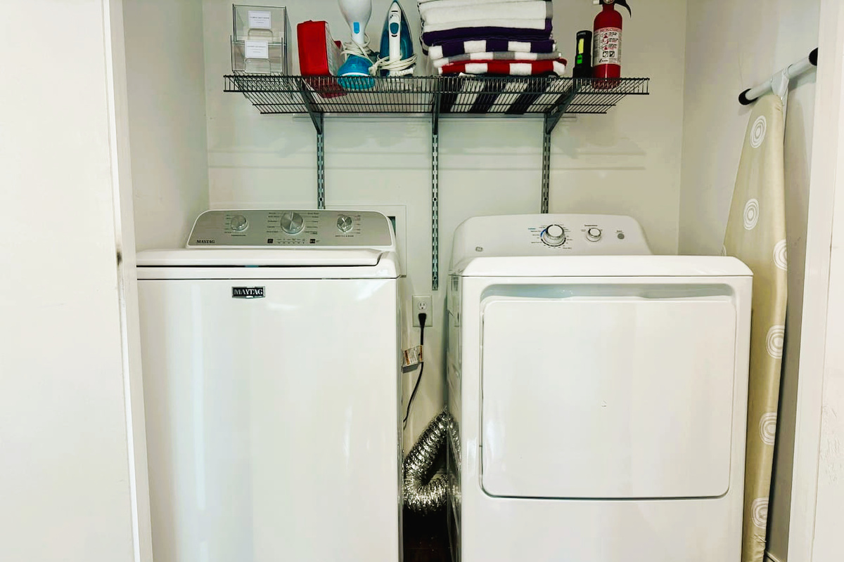 Pack less and worry less. Easily clean up after beach trips, bike trail adventures, or business travel with your own dedicated full-size washer, dryer, and clothing steamer setups.
