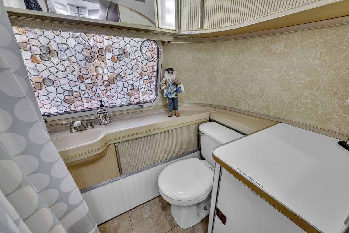 The Airstream bathroom keeps the vintage charm while giving you the essentials you need