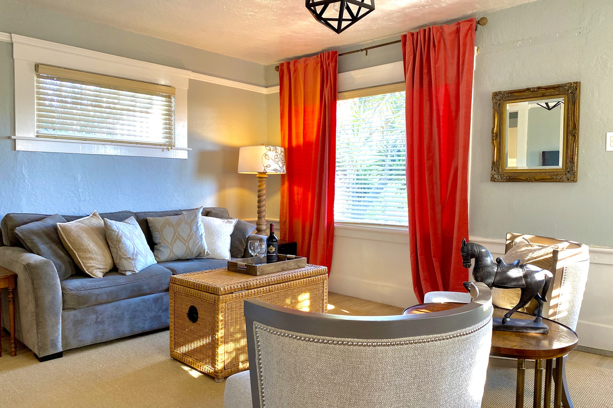 French Provence Living Room with a memory foam sofa sleeper