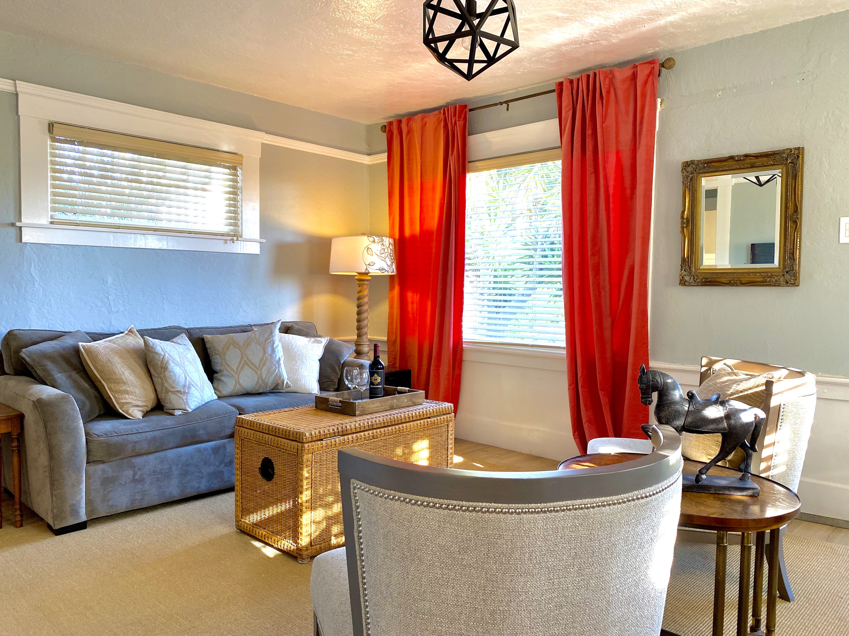 French Provence Living Room with a memory foam sofa sleeper
