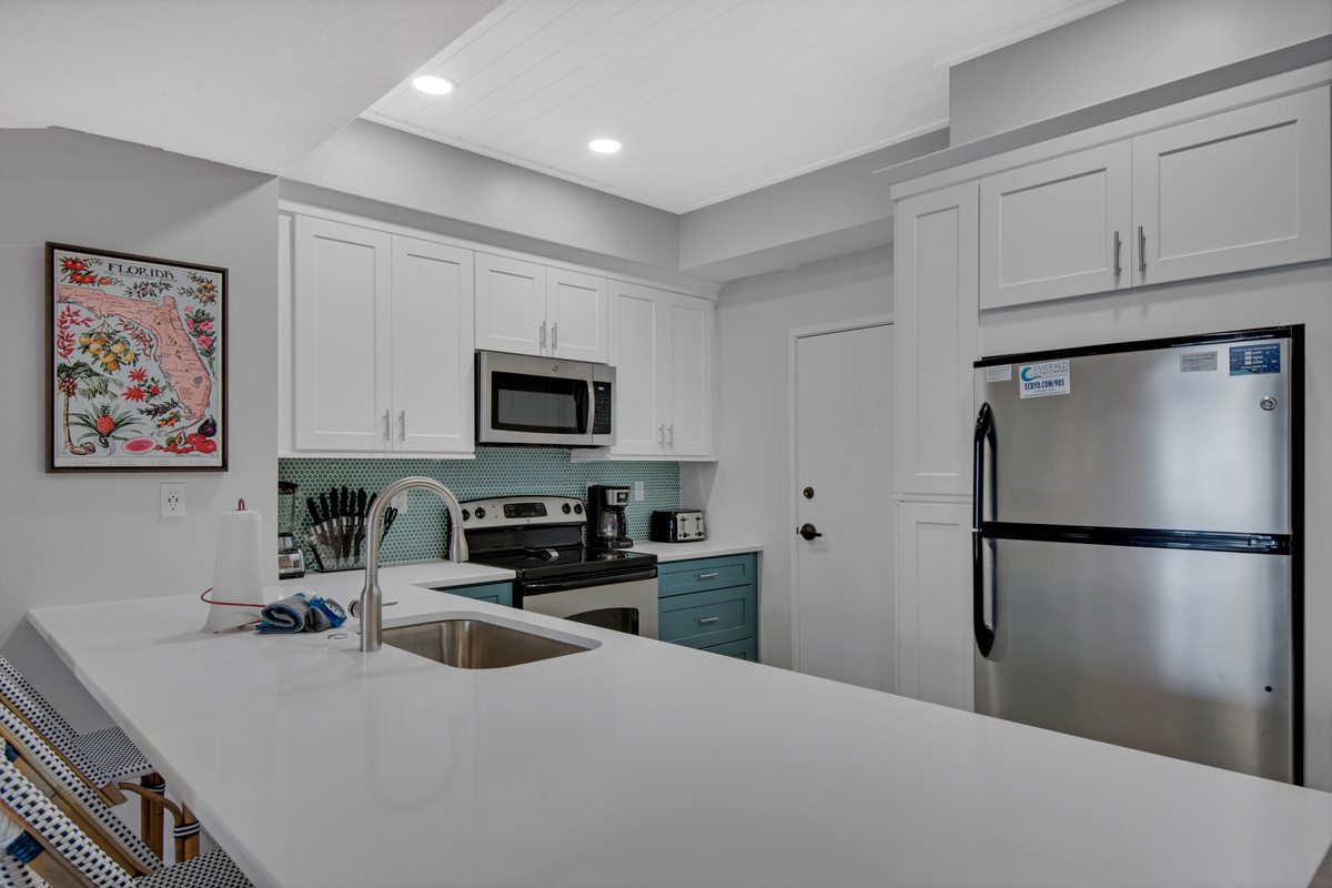 Updated kitchen with generous counter space.