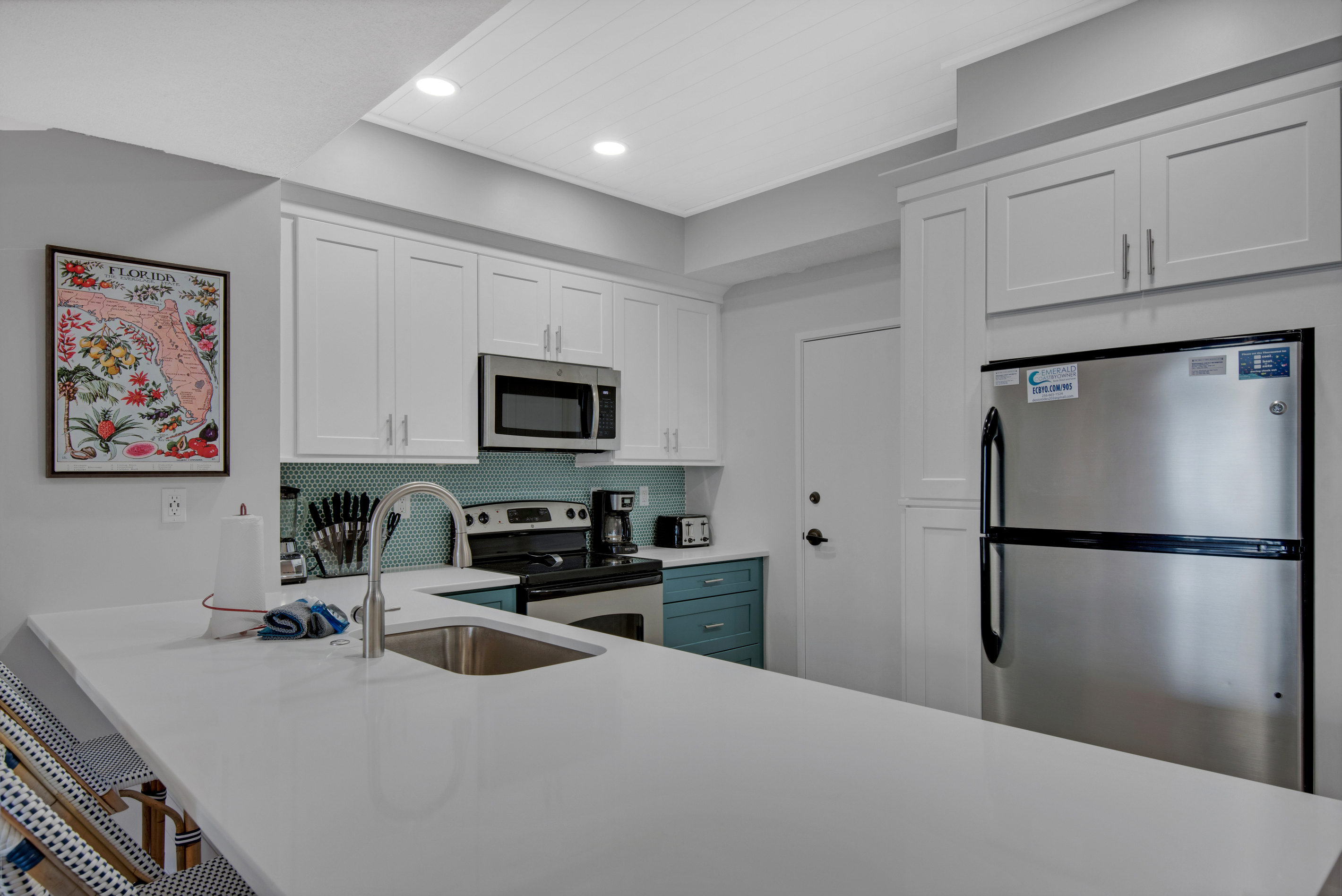 Updated kitchen with generous counter space.