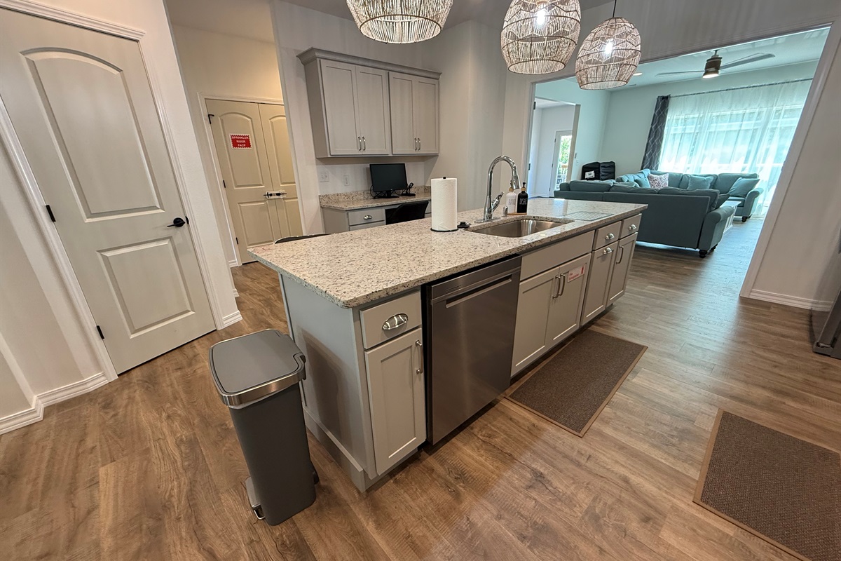 Sink and dishwasher in island make clean up easier 