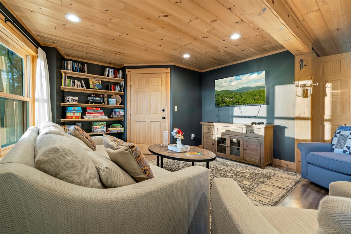 Cozy basement guest suite with all the essentials, including a kitchen.