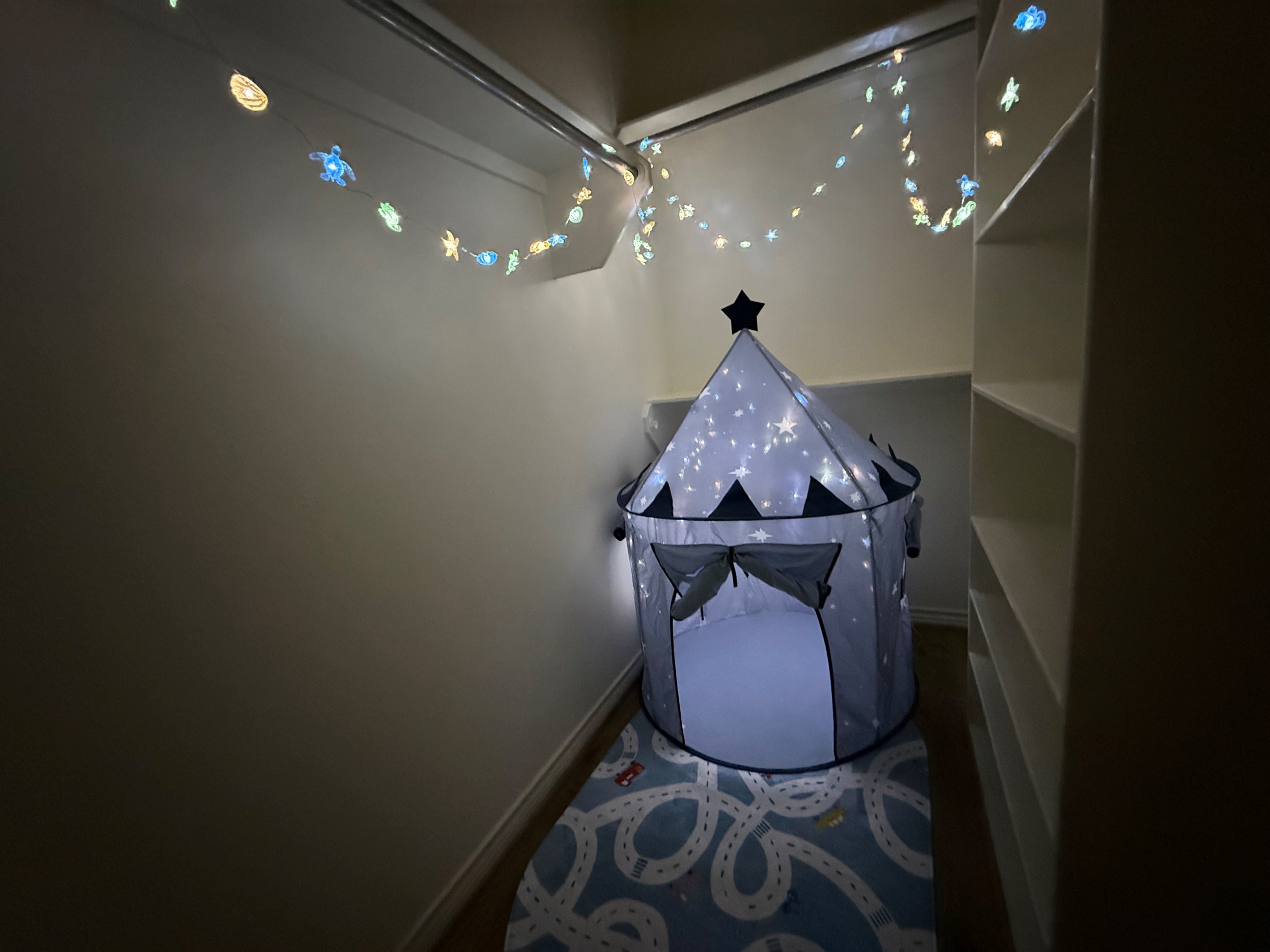 A hide away fort for the kids!  books and games