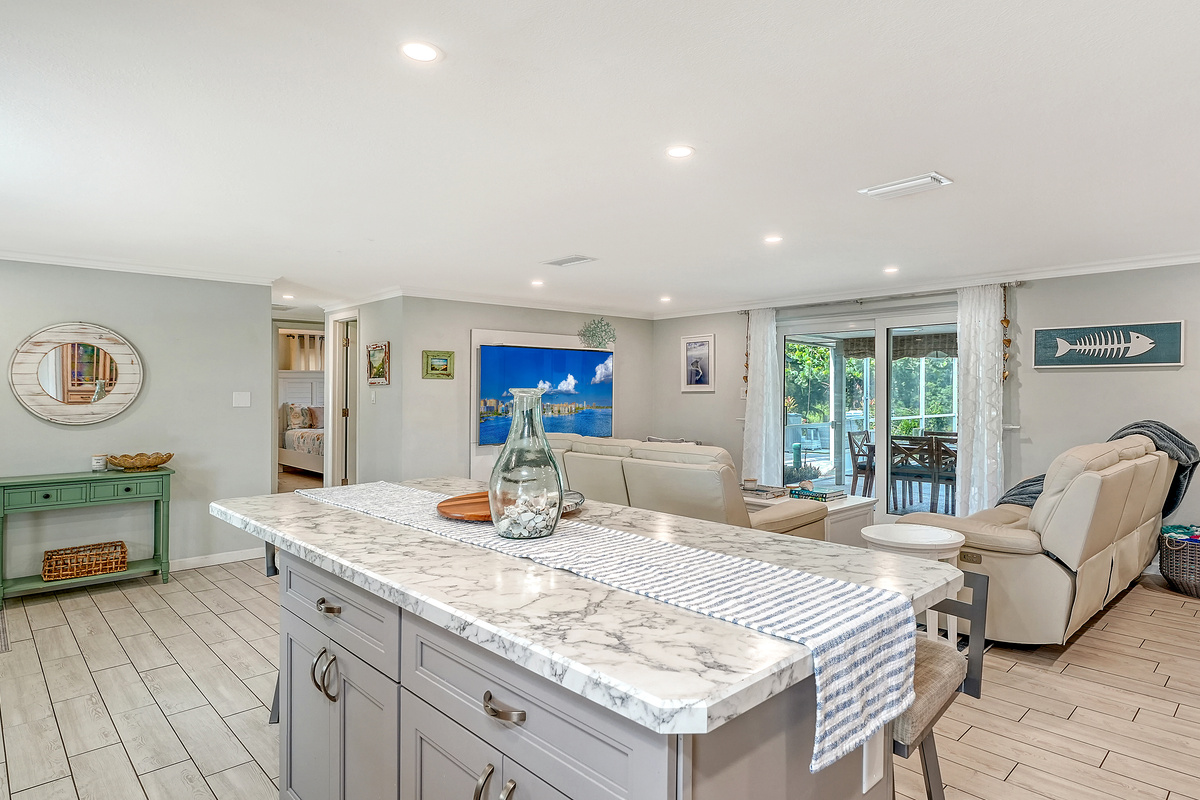 Catch up with your family and friends around this kitchen island!