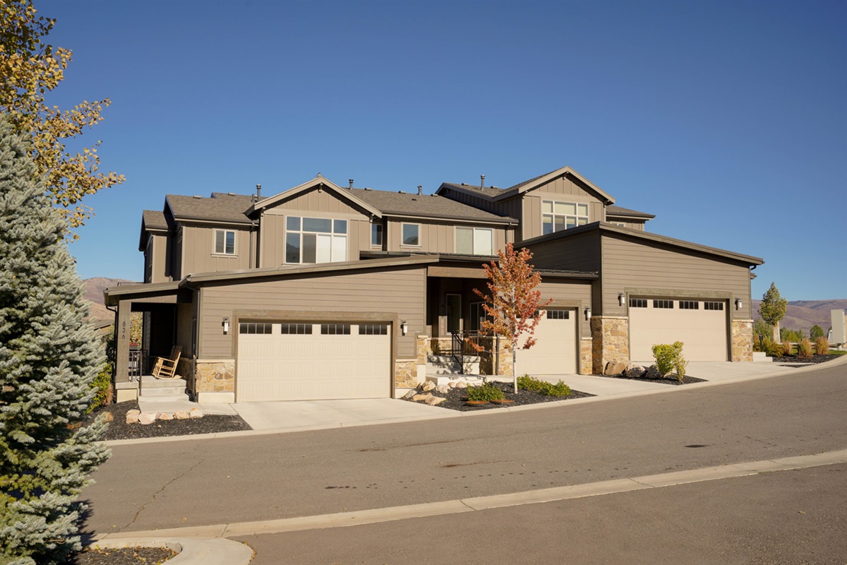 Exterior view of our modern townhome.
