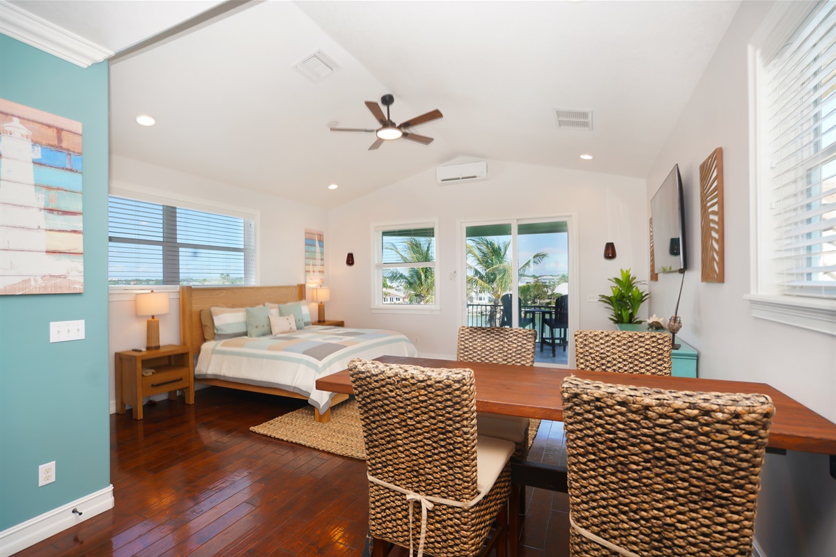 The third floor bedroom offers two balconies, king bed and ensuite.
