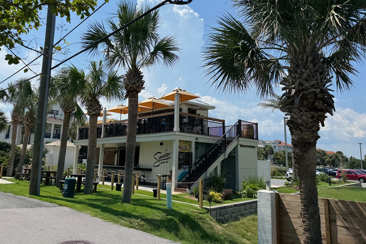 Sandos Beachside Cafe and Bar is right across the street! Awesome for coffee, food, and drinks! 