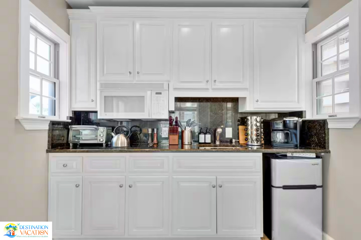 A bright kitchen ready for effortless vacation cooking.