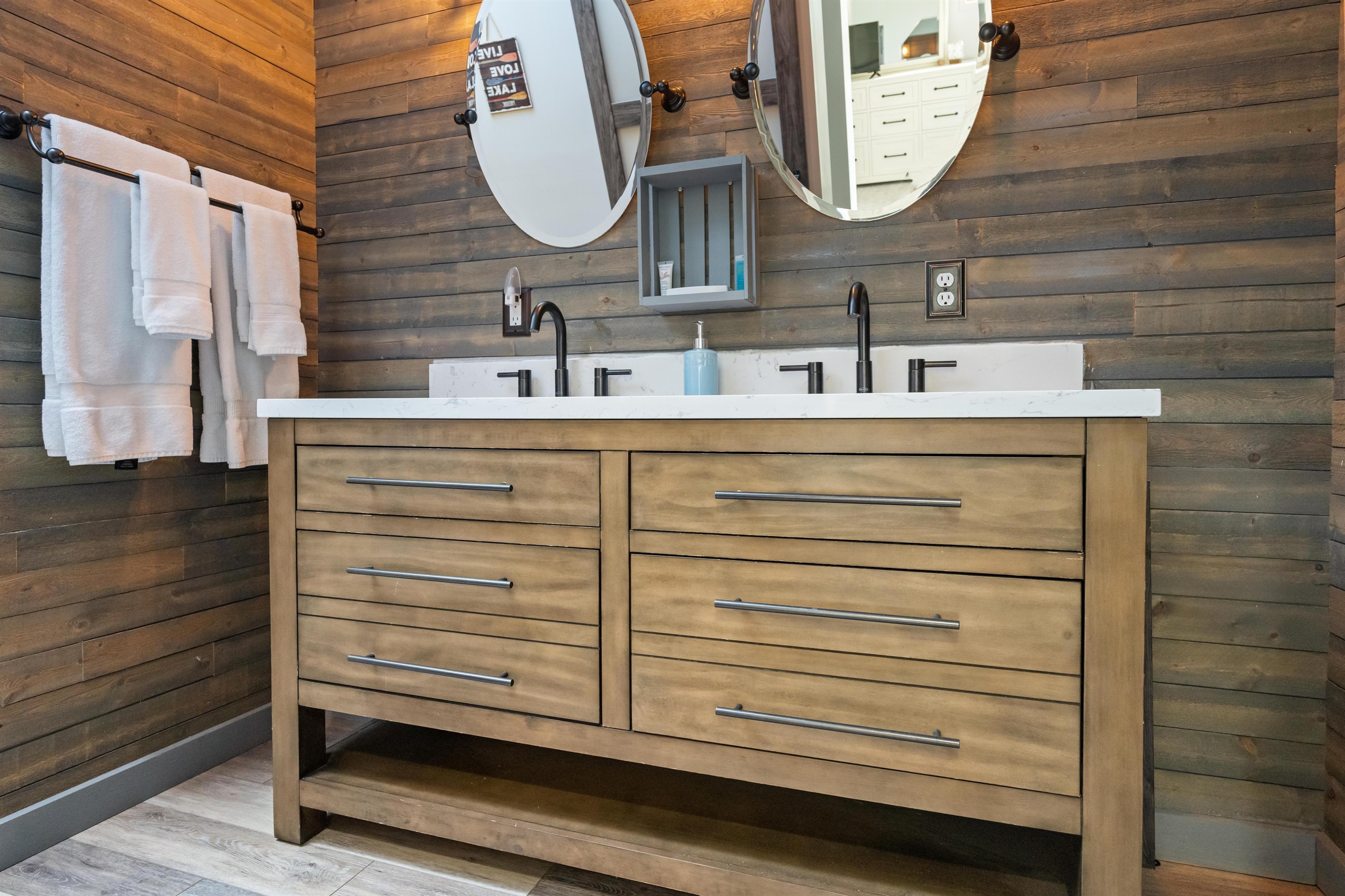 Master Bathroom with large walk in shower and double sink