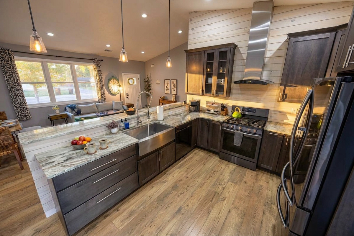 Large, functional kitchen for brewing a cup of hot tea or making a full holiday meal. We provide a fully functional kitchen.