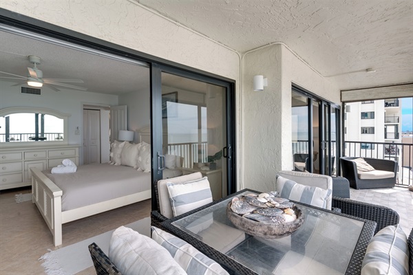 We have an outdoor dining table, plus plenty of additional seating and loungers.