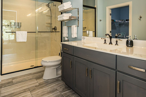 Large ensuite bathroom with walk-in shower.