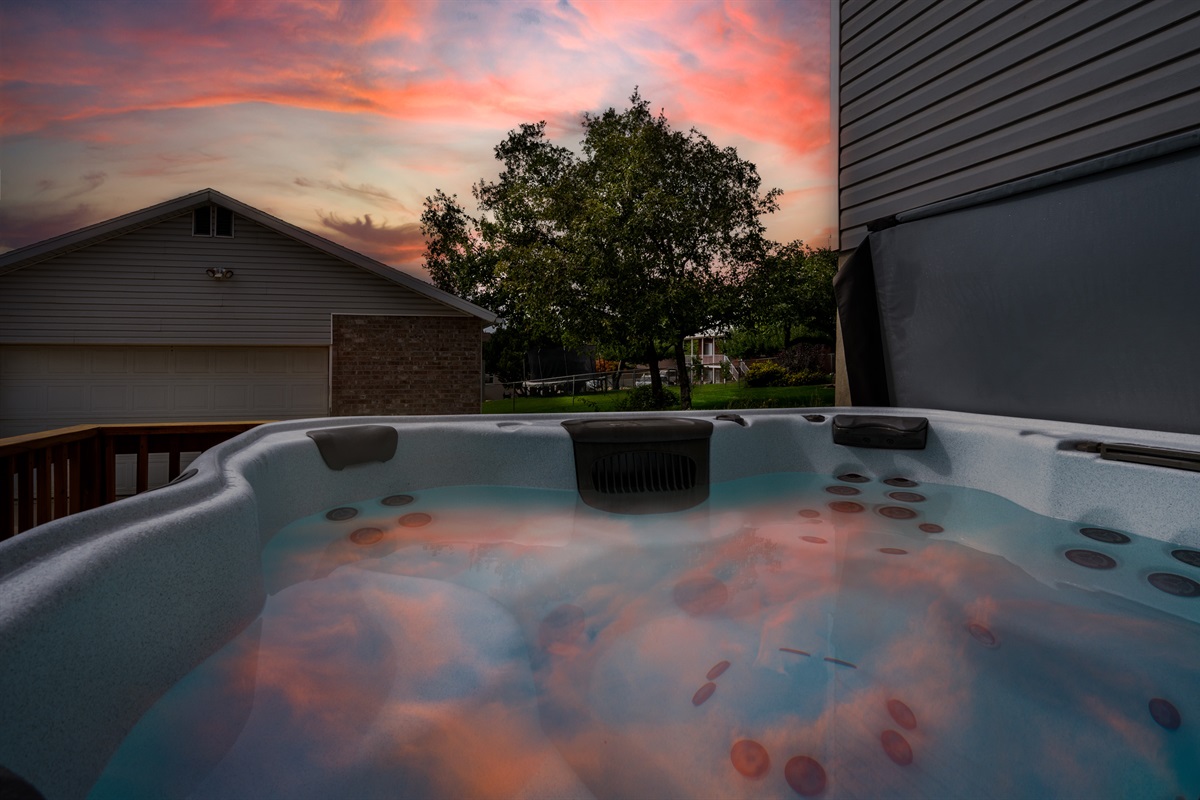 Relax in your private hot tub after a day's adventure.