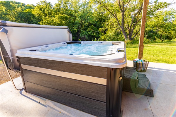 Soak in the 8-person hot tub