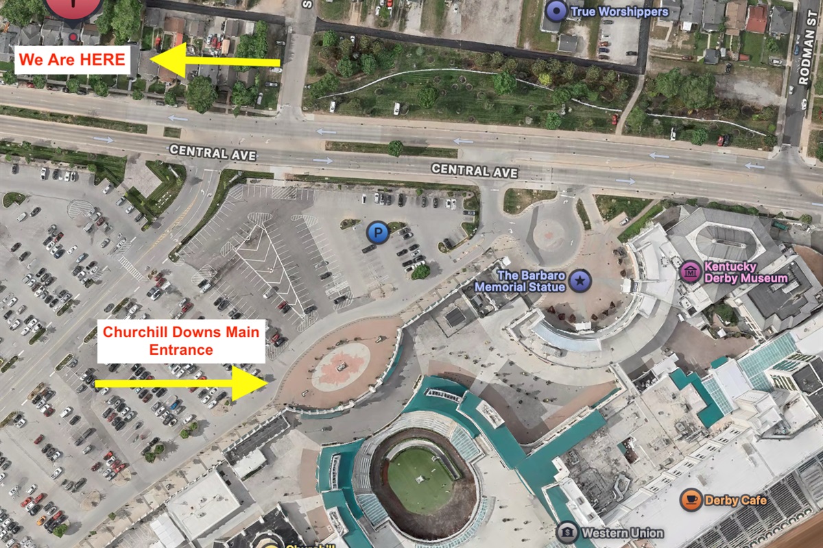 Churchill Downs Map proximity to Airbnb location. 