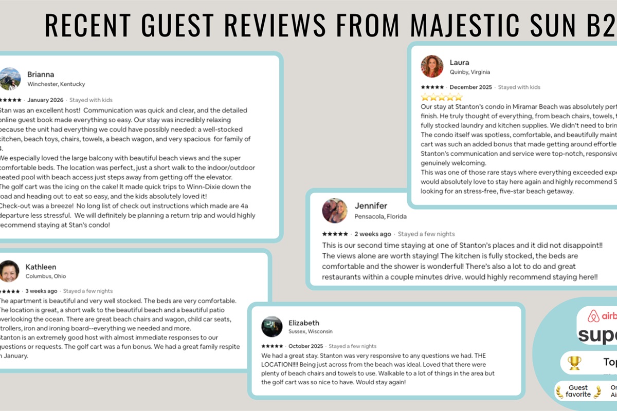 Recent reviews from happy guests show that you are in good hands!