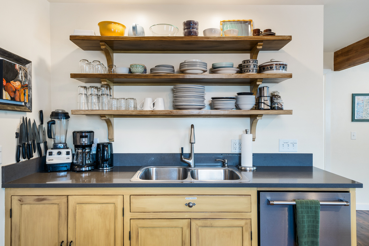 Plenty of dishes and glassware for you and your people. There's also a blender and a coffee maker, with medium roast coffee provided. The whisper-quiet dishwasher makes clean-up a cinch and unobtrusive.