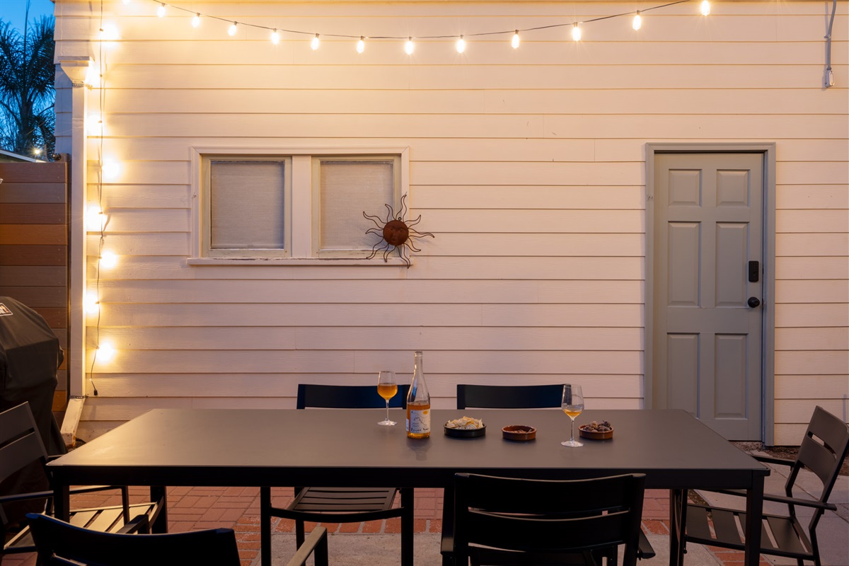 Dine at night under the stars and string lights.