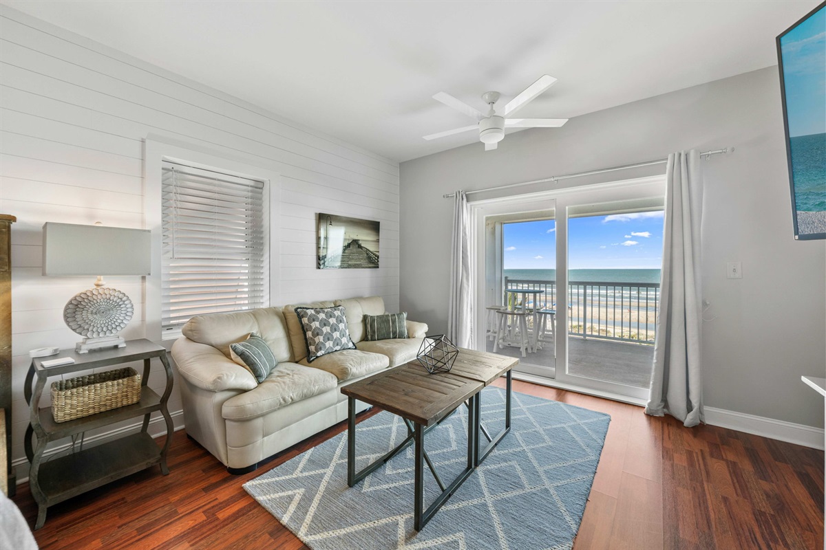 Bedroom 1: Primary King Suite  | Morning Sunrise | 302 Oceanview | 1116 Ocean Blvd, Isle of Palms, SC | IOP Escapes