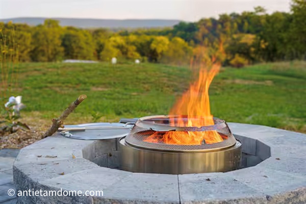 The Solo Stove fire pit insert reduces smoke & is easy to use. We also have a propane fire pit in case of burn bans. View of Elk Ridge in the background, over Antietam Creek Valley. 